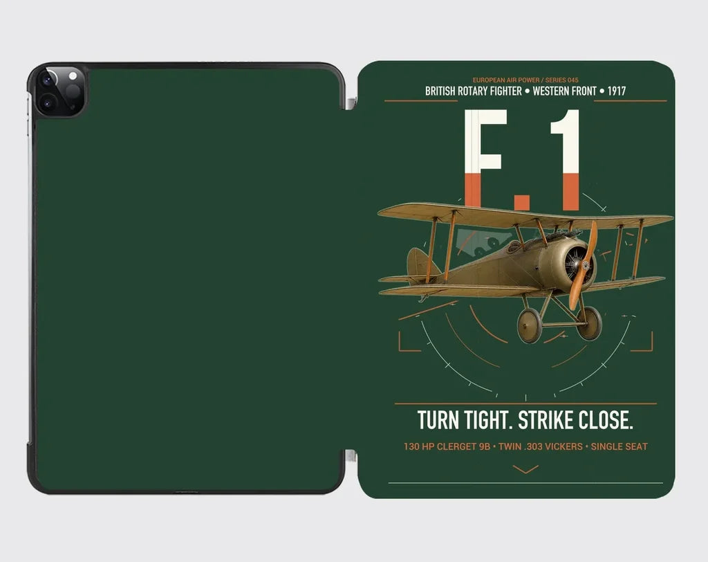 Sopwith Camel F.1 design on dark green ipad tablet case