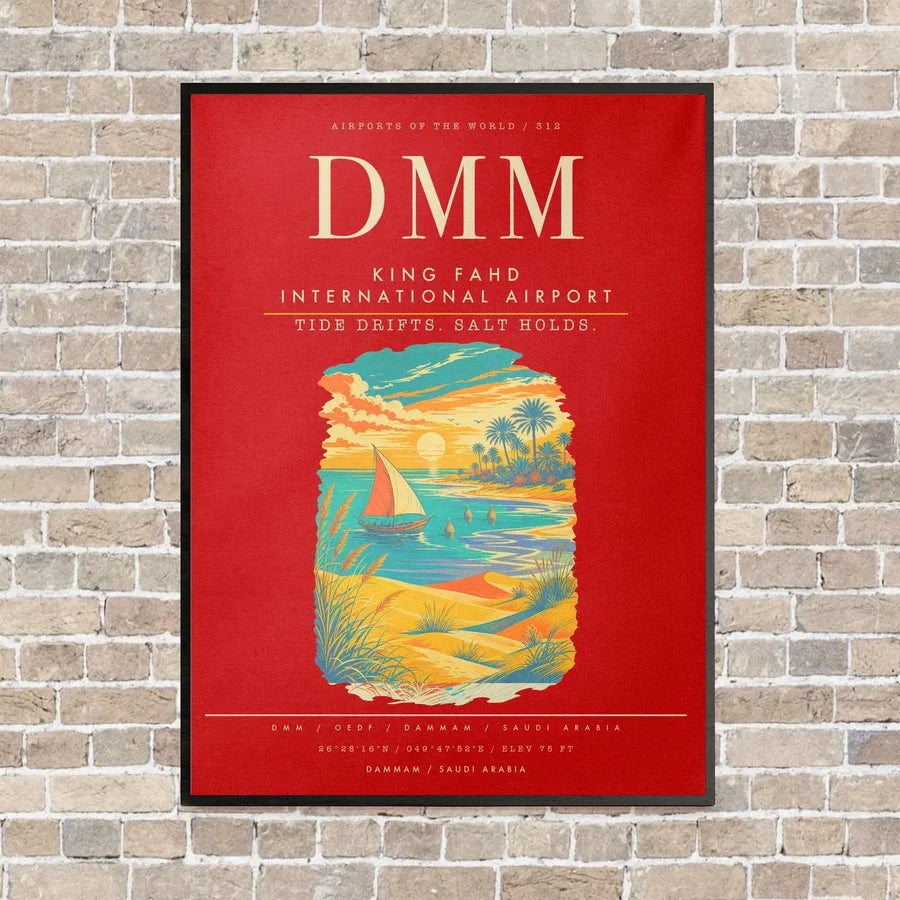 King Fahd International Airport DMM - Canvas Framed - Red