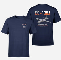 Thumbnail for EC-130J Commando Solo III design on navy blue double-side t-shirt, double-side print