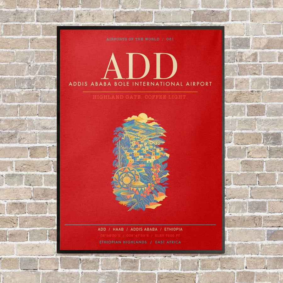 Addis Ababa Bole International Airport ADD - Canvas Framed - Red