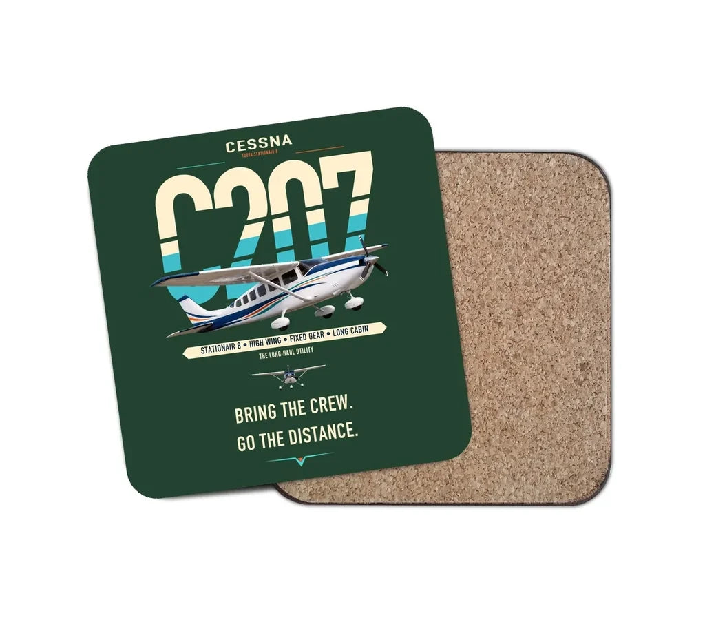 Cessna T207A Stationair 8 design on dark green 1 piece coaster
