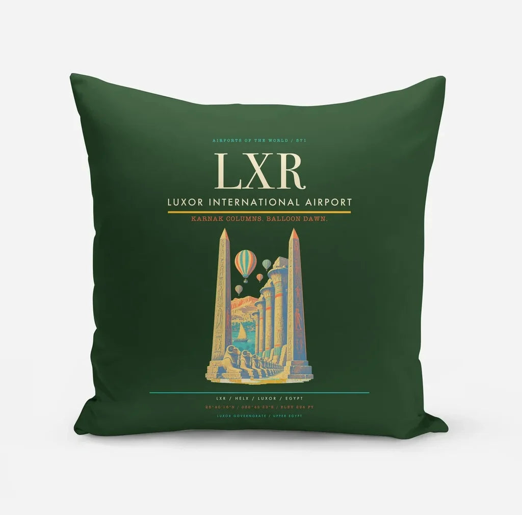 Luxor International Airport (LXR) design on dark green pillow