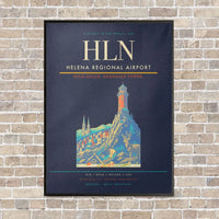Thumbnail for Helena Regional Airport HLN vertical canvas print - framed - navy blue background