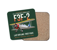 Thumbnail for F3F-2 Last Biplane First Fight design on dark green 1 piece coaster