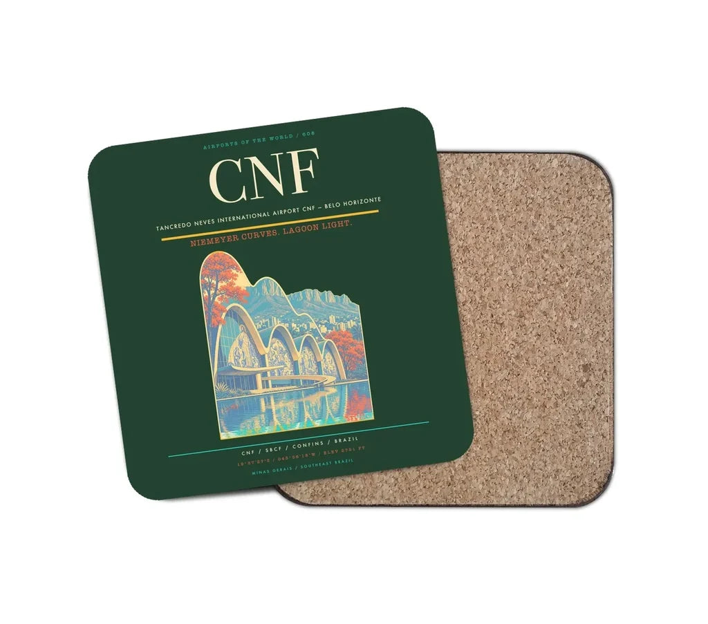 Tancredo Neves International Airport (CNF) design on dark green 1 piece coaster