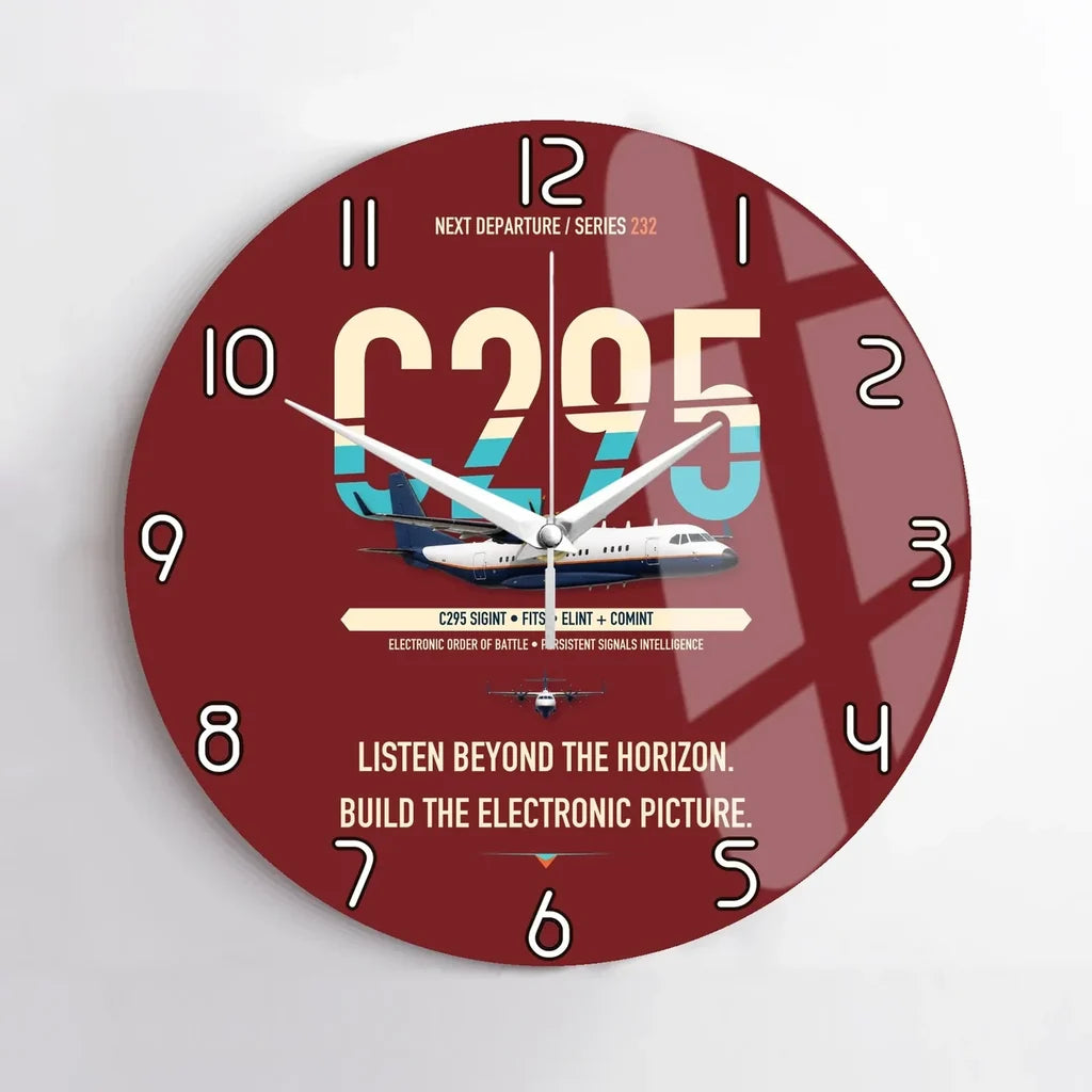 Airbus C295 SIGINT design on dark red no frame wall clock