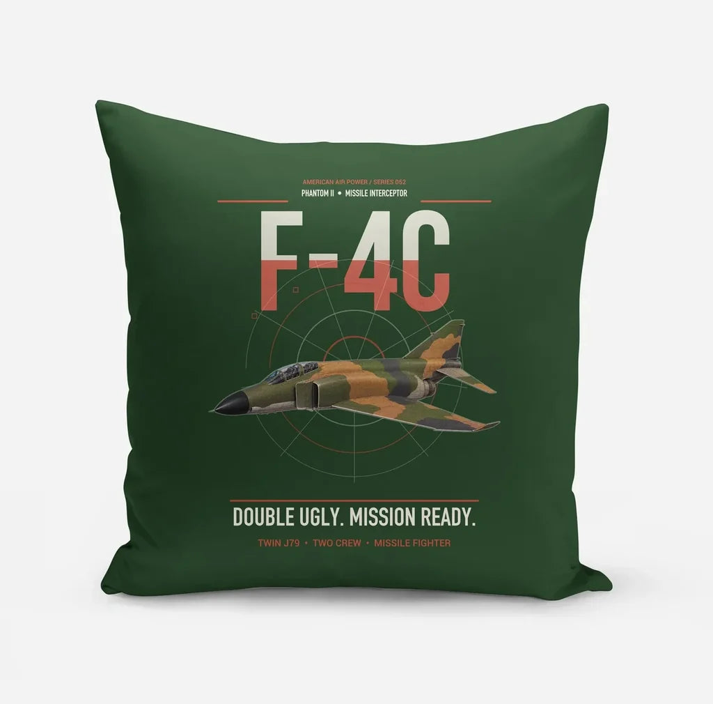 F-4C Phantom II design on dark green pillow