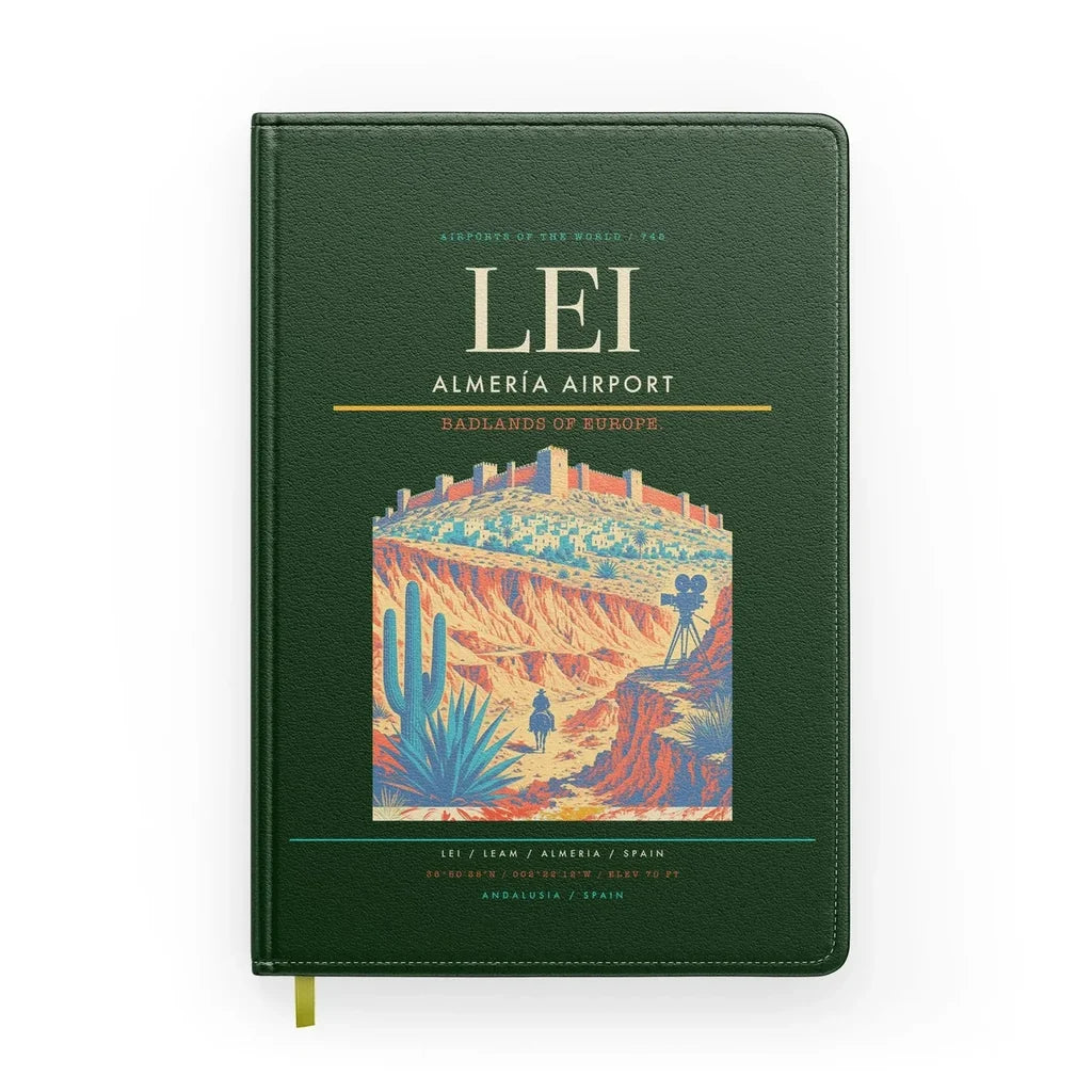Almería Airport (LEI) design on dark green notebook