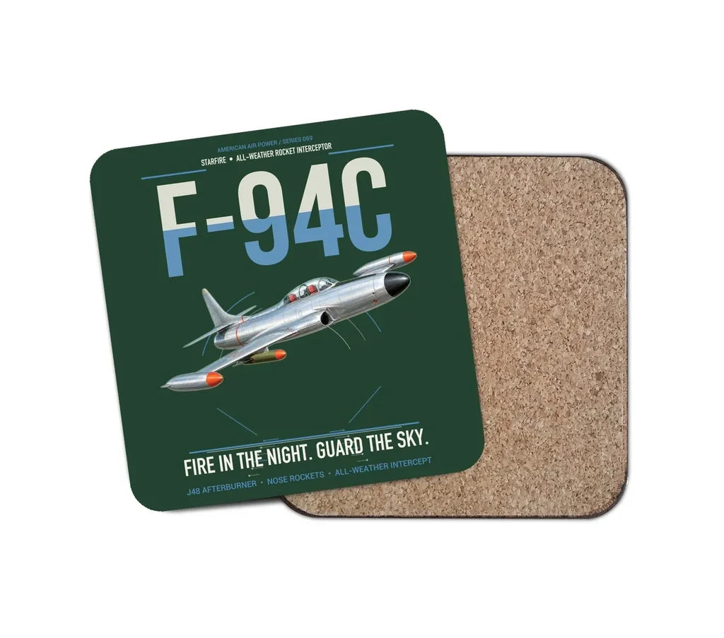 F-94C Starfire design on dark green 1 piece coaster