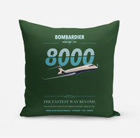 Thumbnail for Bombardier Global 8000 design on dark green pillow