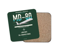 Thumbnail for McDonnell Douglas MD-80 design on dark green 1 piece coaster