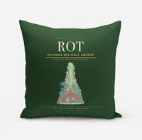 Thumbnail for Rotorua Regional Airport (ROT) design on dark green pillow