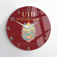 Thumbnail for Udon Thani International Airport (UTH) design on dark red no frame wall clock