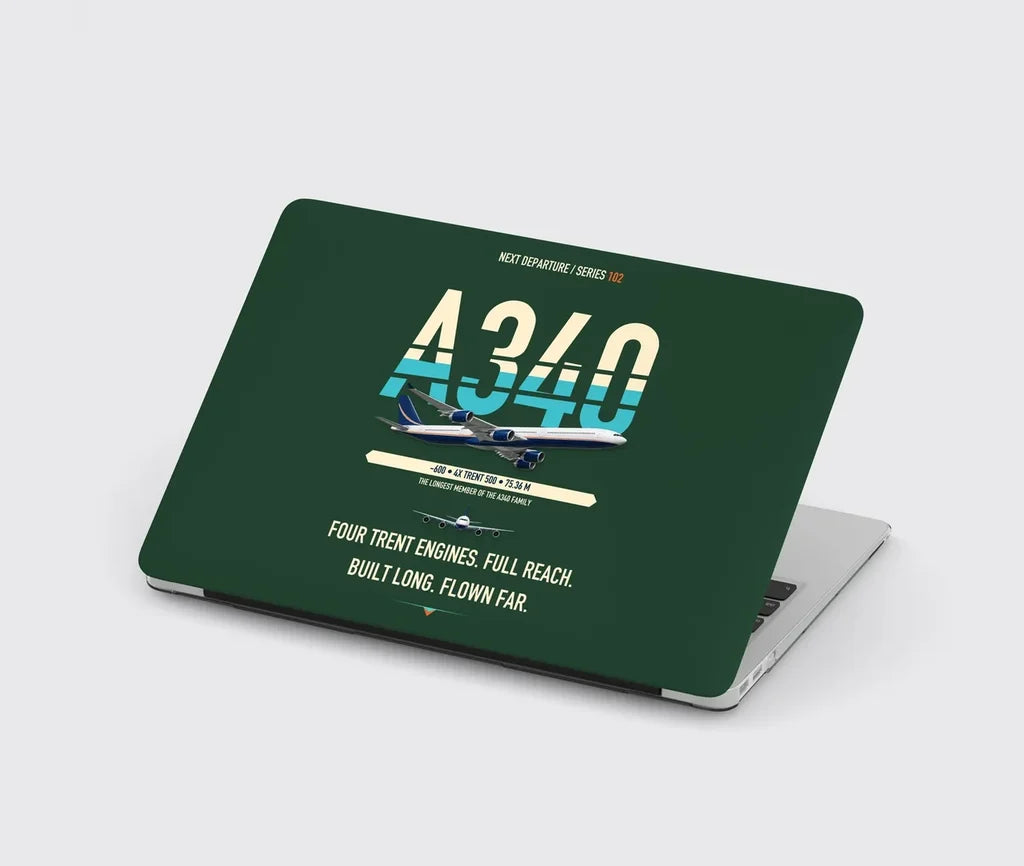 Airbus A340-600 design on dark green MacBook case