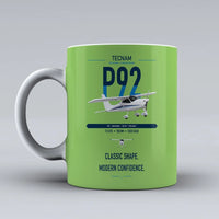 Thumbnail for Tecnam P92 Echo MkII design on light green ceramic mug, double-side print
