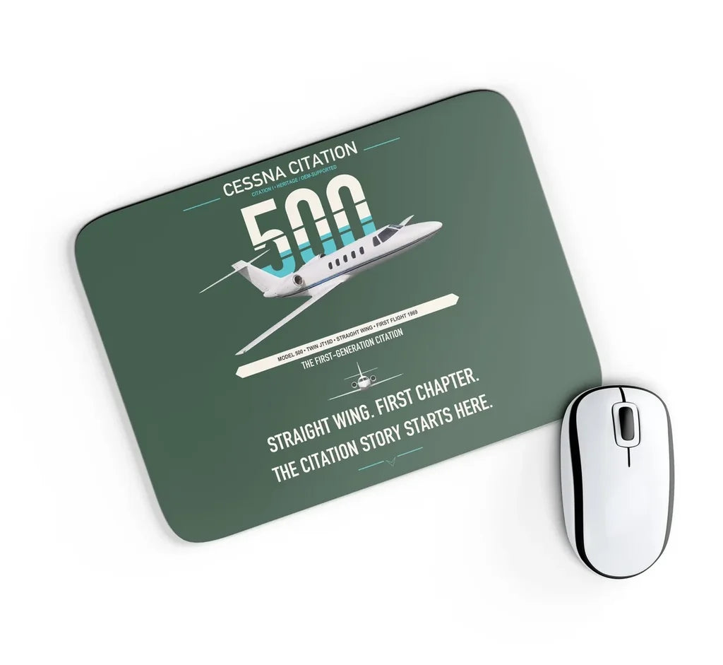 Cessna Citation 500 - Citation I design on dark green rectangle mouse pad