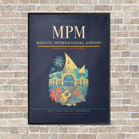 Thumbnail for Maputo International Airport MPM vertical canvas print - framed - navy blue background