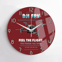 Thumbnail for DJI FPV design on dark red no frame wall clock