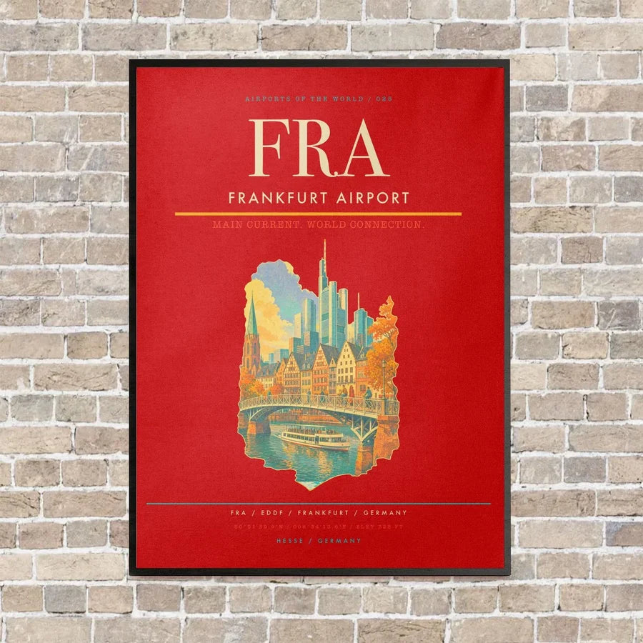 Frankfurt Airport FRA - Canvas Framed - Red