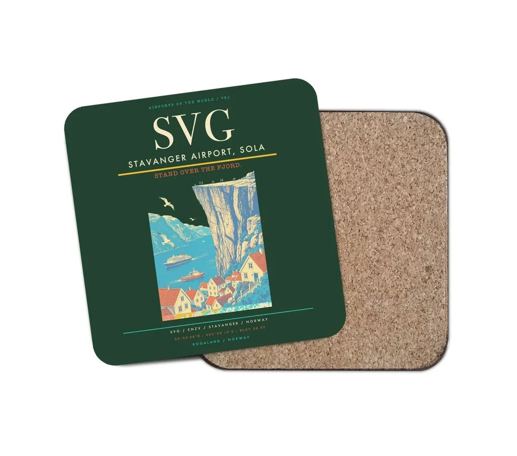 Stavanger Airport, Sola (SVG) design on dark green 1 piece coaster