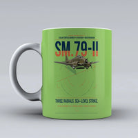 Thumbnail for Savoia-Marchetti SM.79-II Sparviero design on light green ceramic mug, double-side print