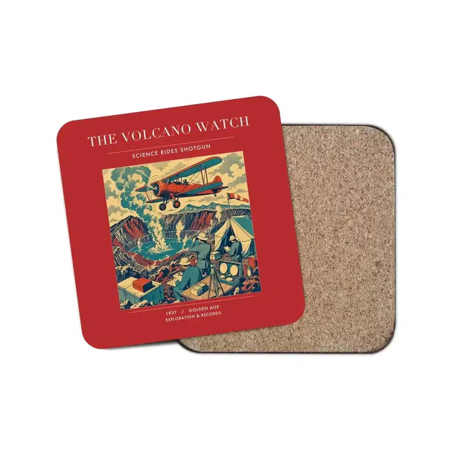 The Volcano Watch - Designed Coasters design on red 1-piece
