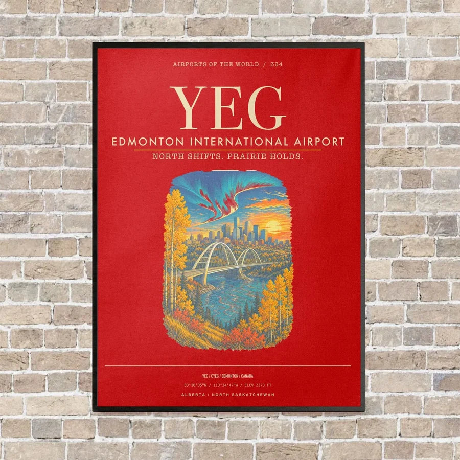 Edmonton International Airport YEG - Canvas Framed - Red