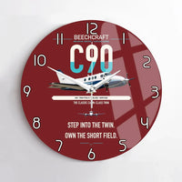 Thumbnail for Beechcraft King Air C90 design on dark red no frame wall clock