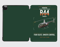 Thumbnail for Robinson R44 Raven II design on dark green ipad tablet case