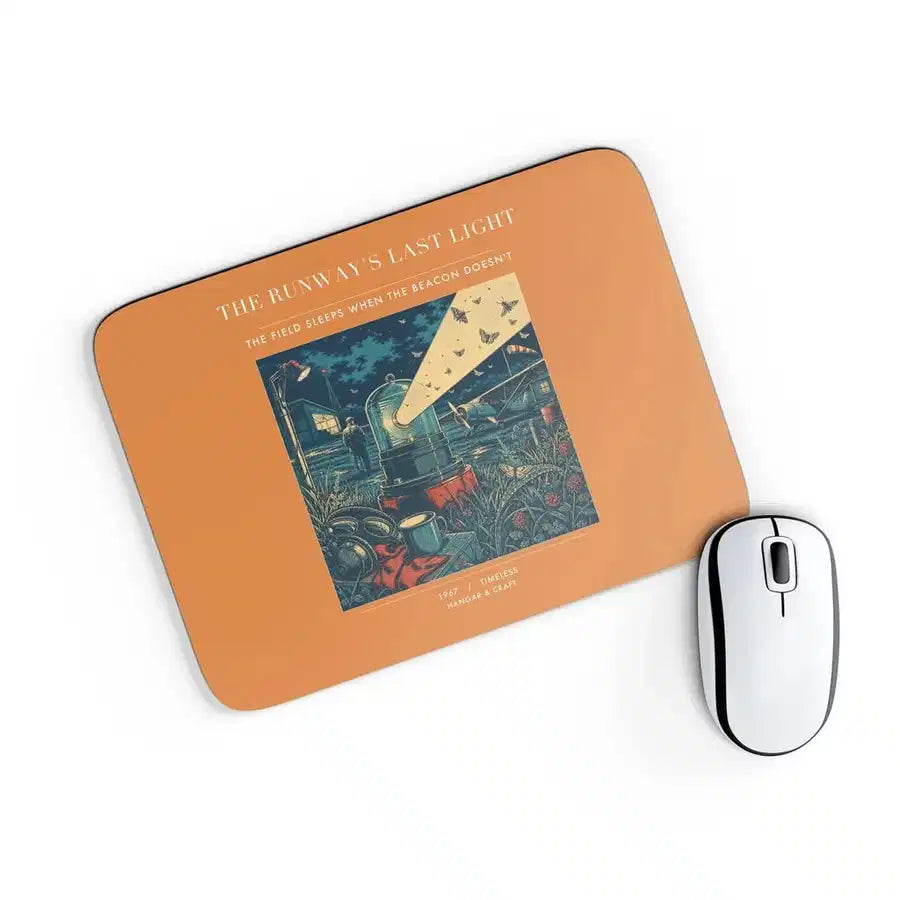 VINTAGE G4425 - The Runway's Last Light - Designed Mouse Pads design on orange rectangle
