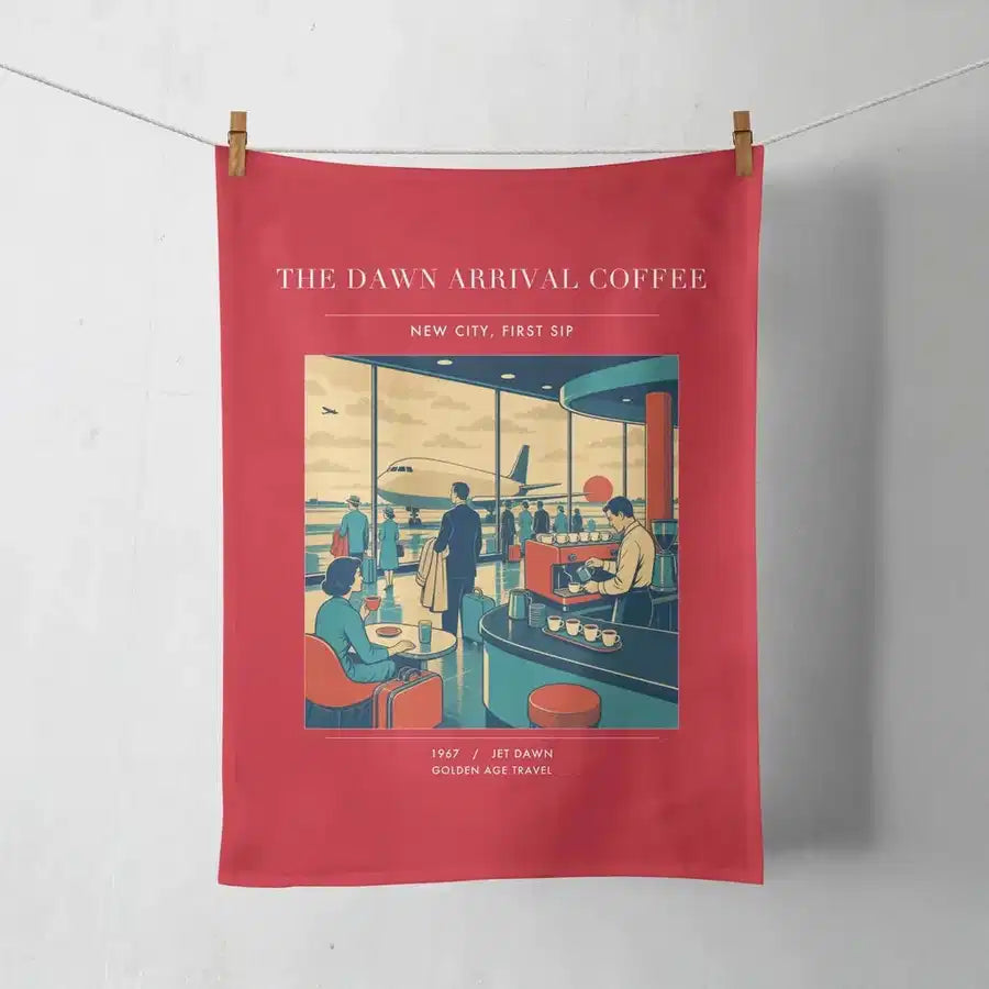 VINTAGE G4310 - The Dawn Arrival Coffee - Designed Towels design on red