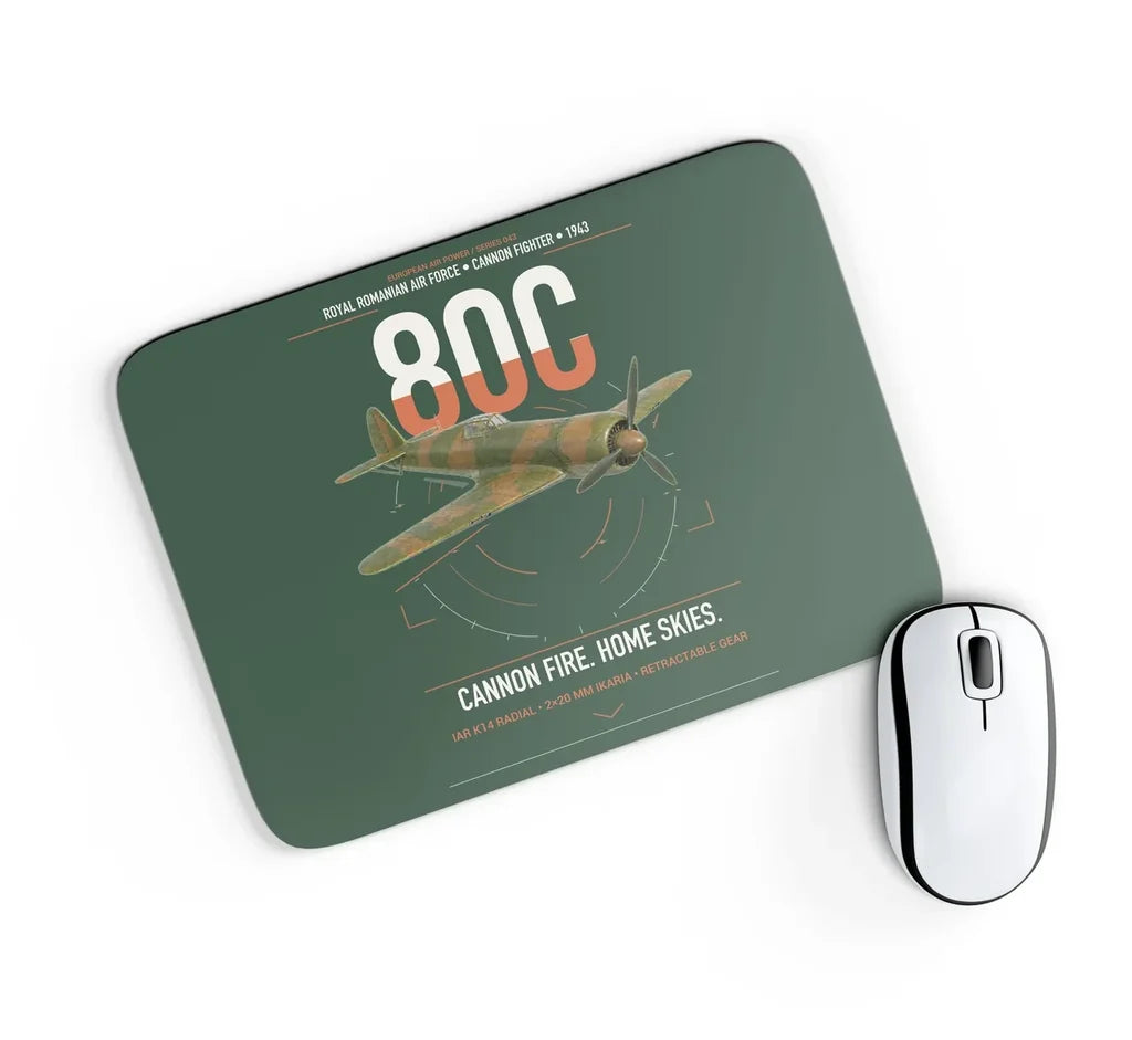IAR 80C design on dark green rectangle mouse pad