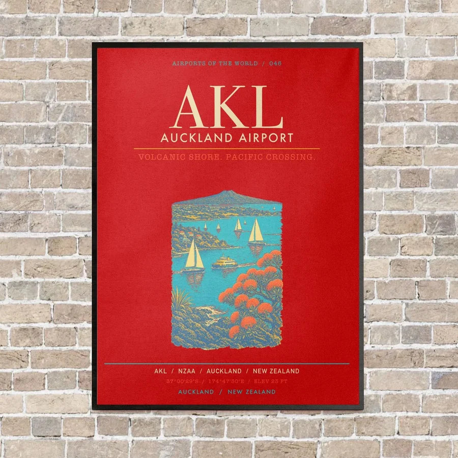 Auckland Airport AKL - Canvas Framed - Red