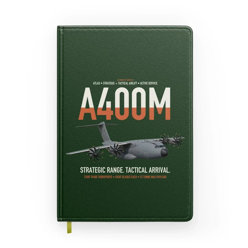 Airbus A400M Atlas design on dark green notebook