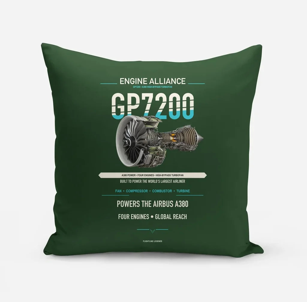 GP7200 design on dark green pillow