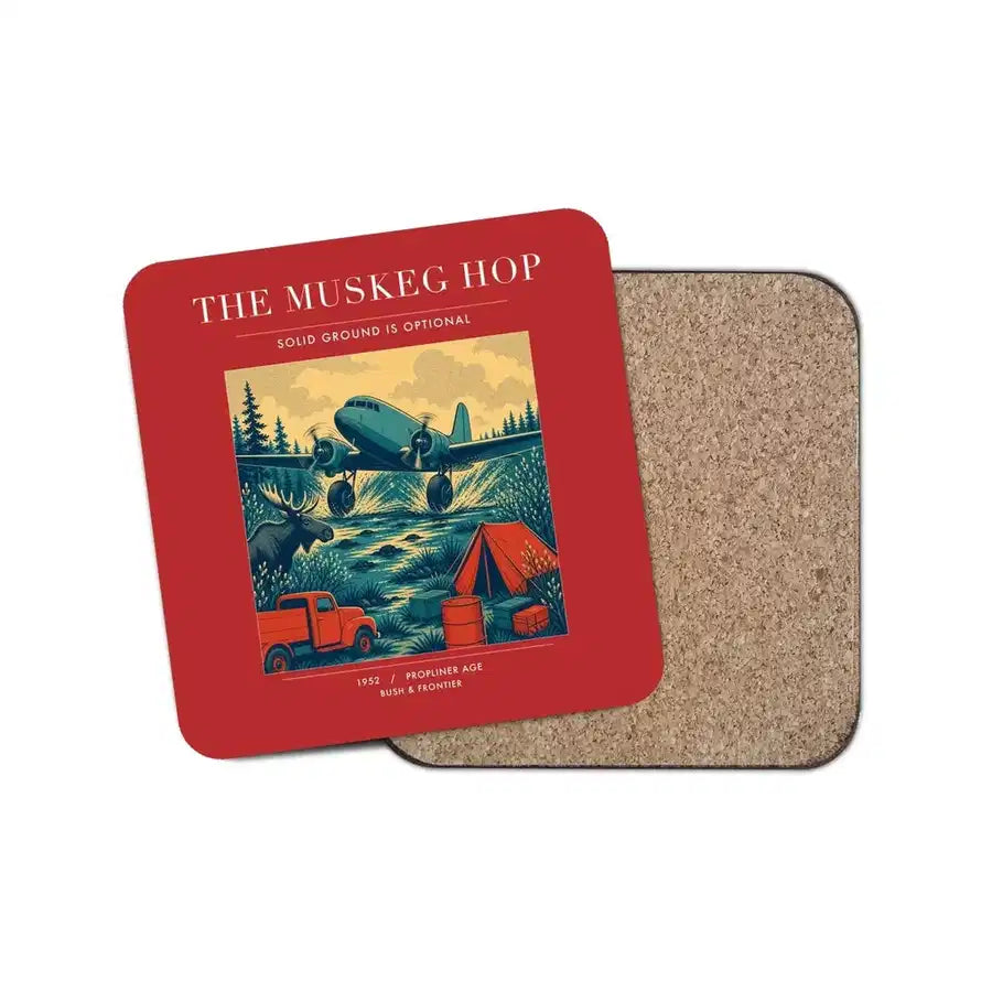 The Muskeg Hop - Designed Coasters design on red 1-piece