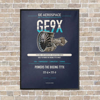 Thumbnail for GE9X vertical canvas print - framed - navy blue background