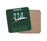 Thumbnail for Bombardier Learjet 31A design on dark green 1 piece coaster
