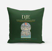 Thumbnail for Djerba-Zarzis International Airport (DJE) design on dark green pillow