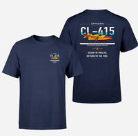 Thumbnail for Canadair CL-415 design on navy blue t-shirt, double-side print