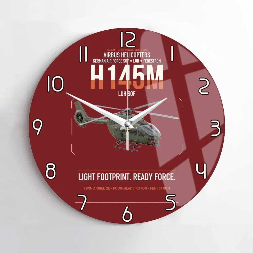 Airbus Helicopters H145M LUH SOF design on dark red no frame wall clock