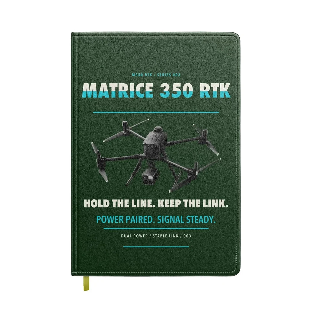 DJI Matrice 350 RTK design on dark green notebook