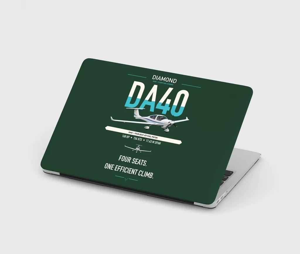 Diamond DA40 design on dark green MacBook case