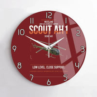 Thumbnail for Westland Scout AH1 design on dark red no frame wall clock