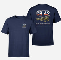 Thumbnail for Fiat CR.42 Falco design on navy blue t-shirt, double-side print