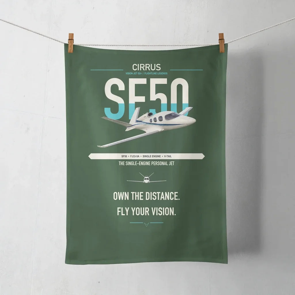 Cirrus Vision Jet G2+ design on dark green towel