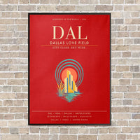 Thumbnail for Dallas Love Field DAL - Canvas Framed - Red