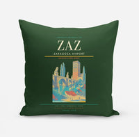 Thumbnail for Zaragoza Airport (ZAZ) design on dark green pillow