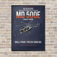 Thumbnail for MD Helicopters MD 500E vertical canvas print - framed - navy blue background