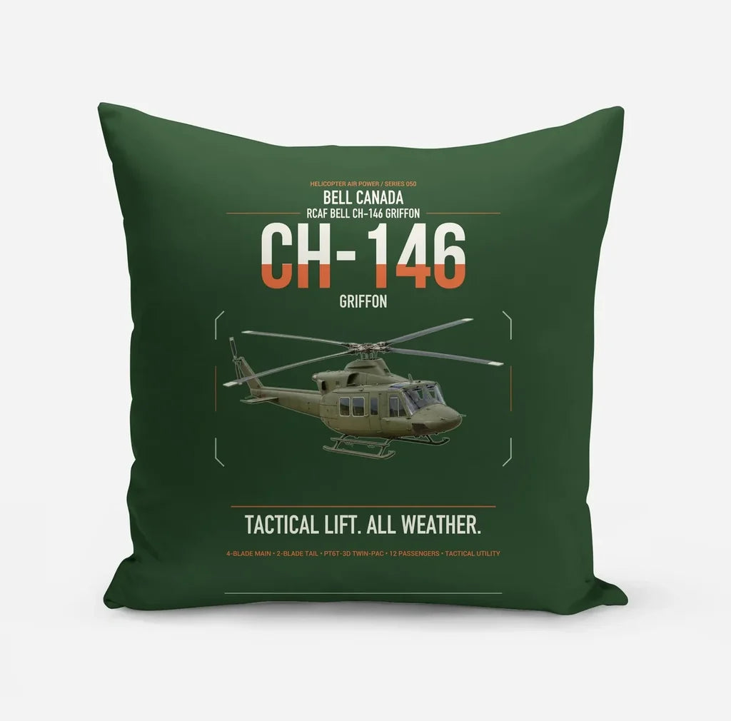Bell Canada CH-146 Griffon design on dark green pillow